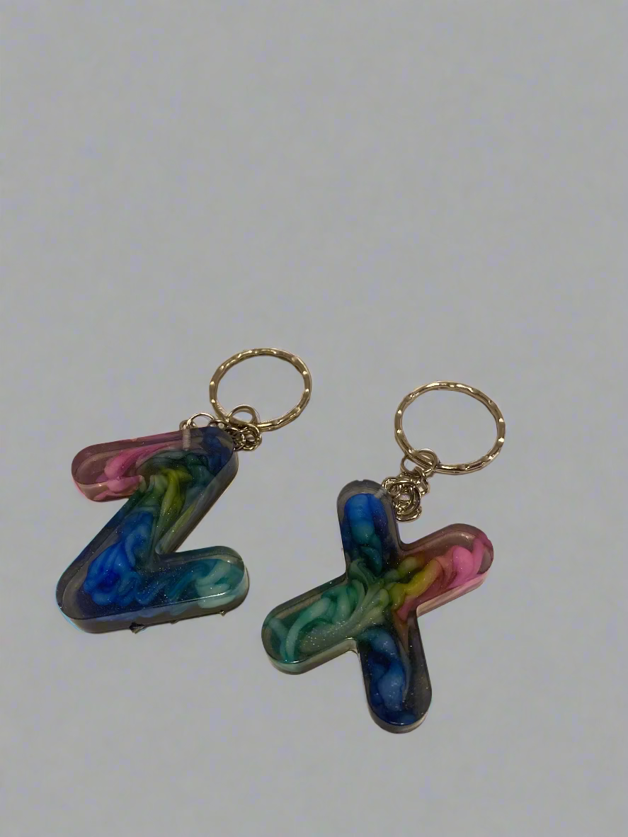 Personalized Resin Letter Keychains | Dual Color, Petri Dish & Cloud Effect