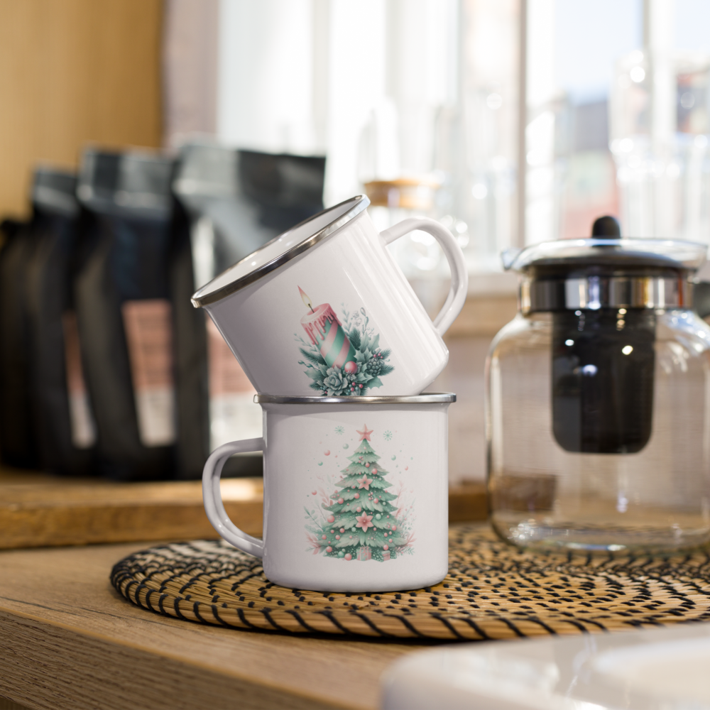 Festive Enamel Mug | Perfect for Hot Cocoa, Coffee, or Tea