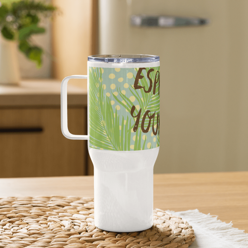 Espresso Yourself 25oz Travel Mug | Stylish Leaf Design for Coffee Lovers