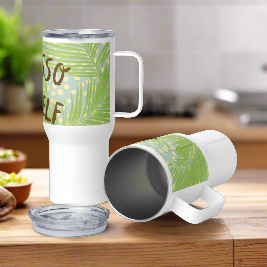 Espresso Yourself 25oz Travel Mug | Stylish Leaf Design for Coffee Lovers