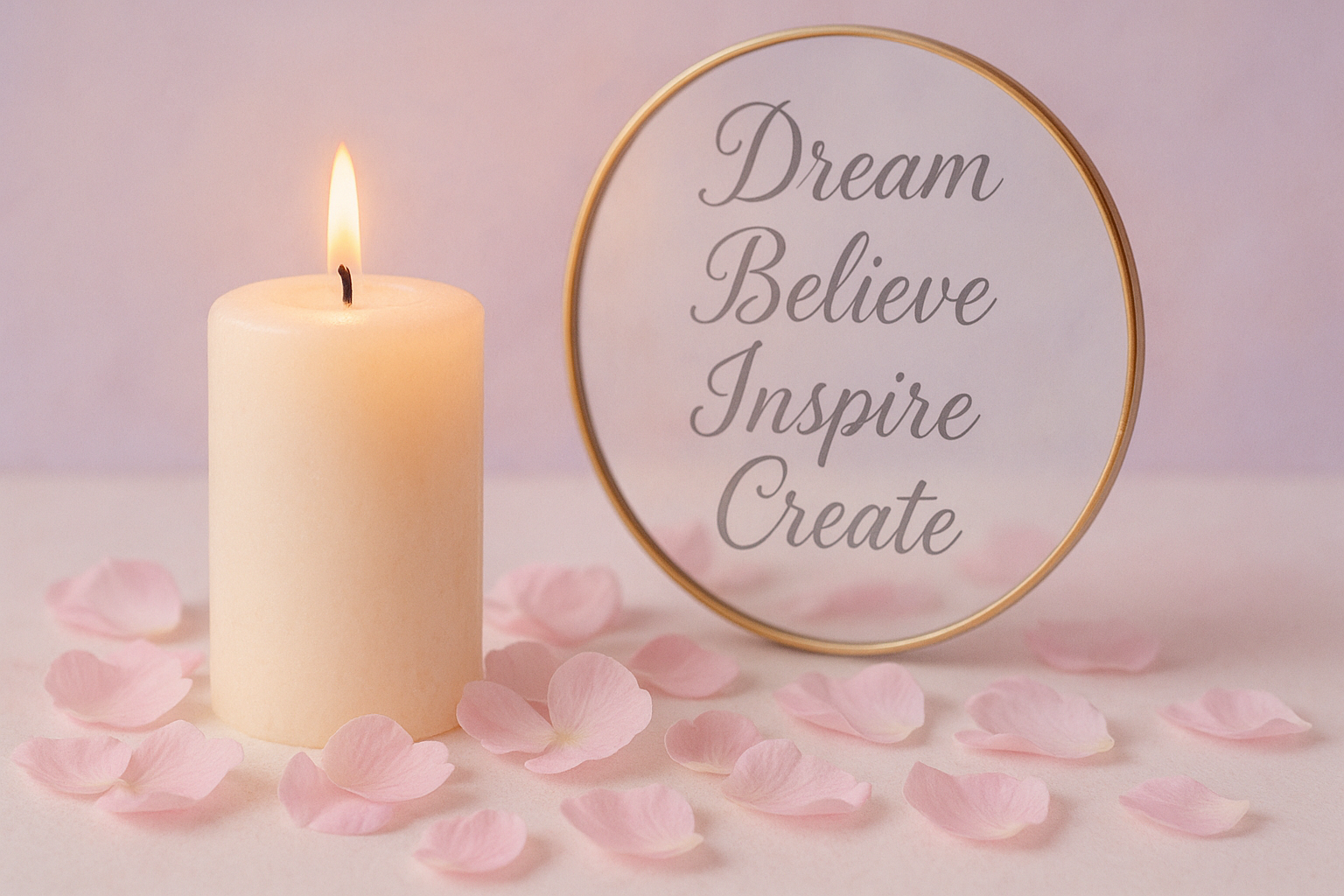 put light pink flower pedals around the candle otherwise that is perfect