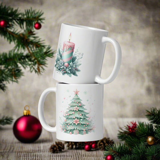 Pastel Christmas Ceramic Mug | Festive & Cozy Holiday Vibes