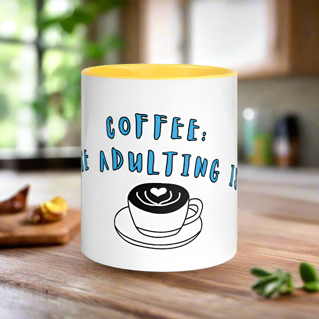 Coffee Mug with Colorful Inside | Coffee: Because Adulting is Hard